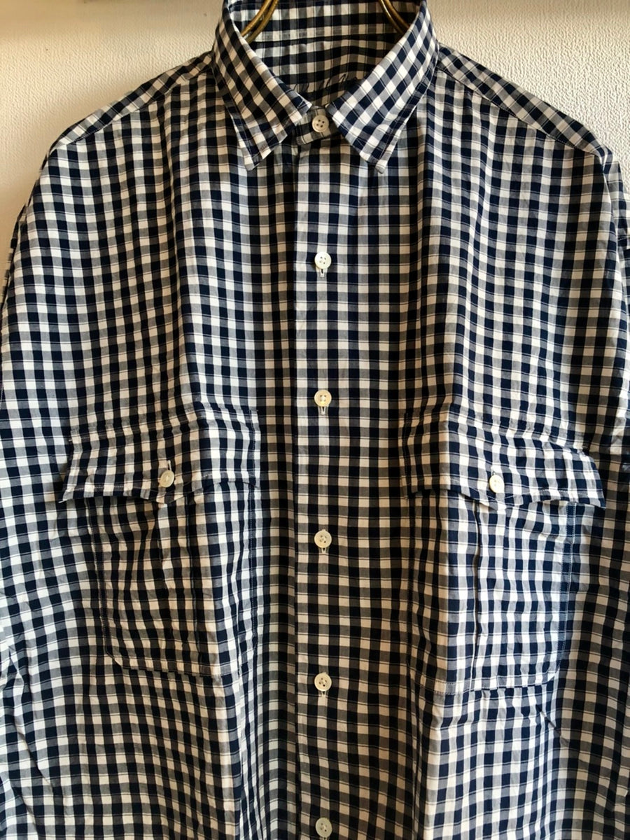 Porter Classic ROLL UP GINGHAM CHECK SHIRT -NAVY-　ポータークラシック　ロールアップシャツ　 ギンガムチェック　ネイビー