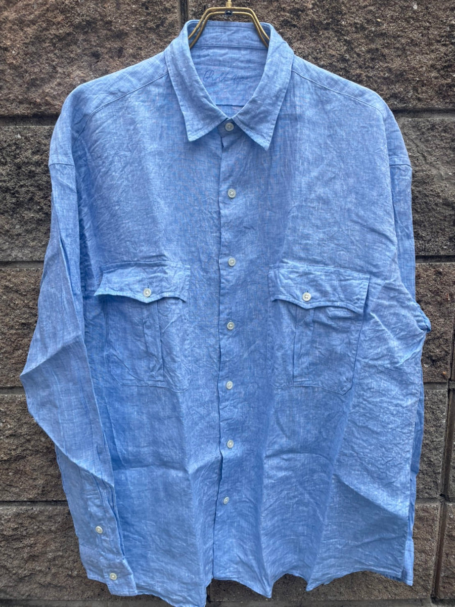 Porter Classic ROLL UP LINEN SHIRT (LEGGIUNO GHIBLI SOFT LINEN) BLUE  ポータークラシック　ロールアップシャツ （レジウノ-ジブリ ソフトリネン）ブルー