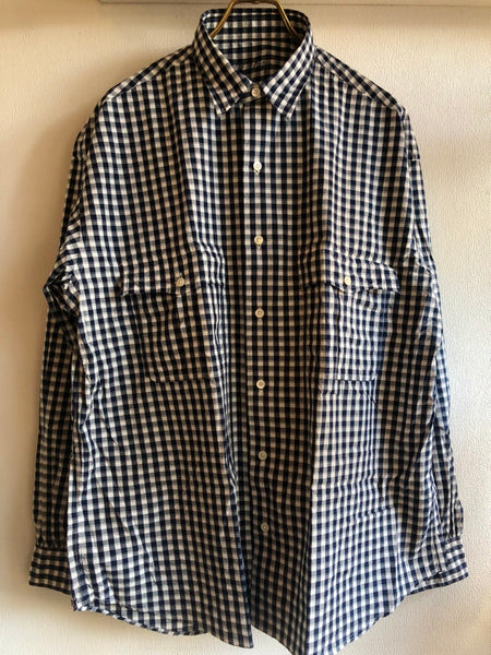 ROLL UP GINGHAM CHECK SHIRT NAVY