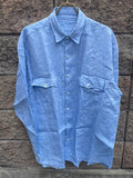 Porter Classic ROLL UP LINEN SHIRT (LEGGIUNO GHIBLI SOFT LINEN)   BLUE  ポータークラシック　ロールアップシャツ （レジウノ-ジブリ  ソフトリネン）ブルー