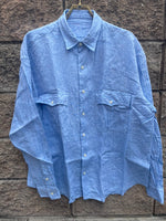 Porter Classic ROLL UP LINEN SHIRT (LEGGIUNO GHIBLI SOFT LINEN)   BLUE  ポータークラシック　ロールアップシャツ （レジウノ-ジブリ  ソフトリネン）ブルー